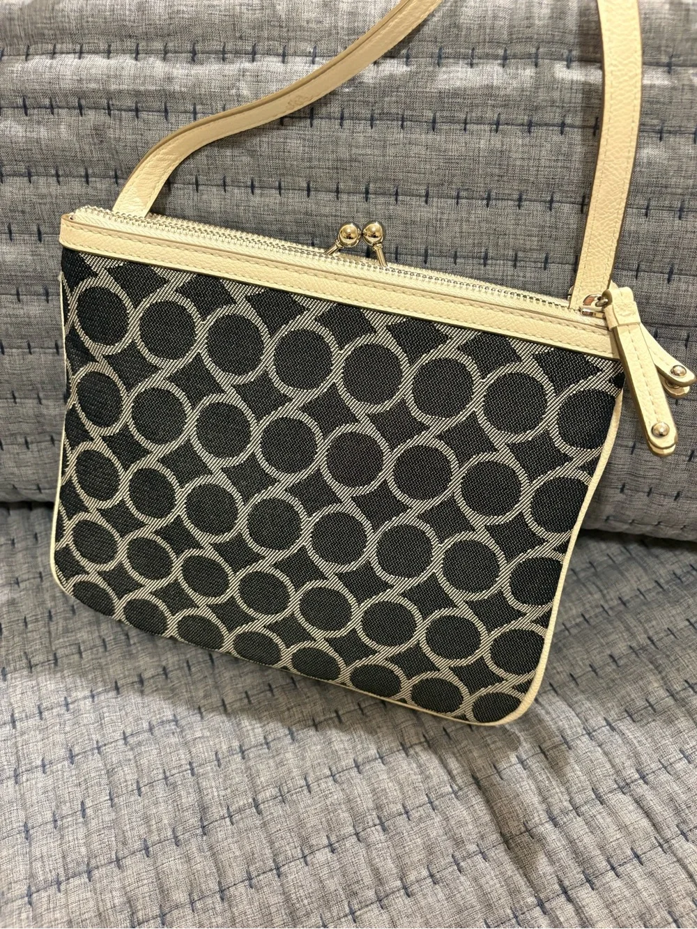 Nine West Denim & Cream Crossbody Bag with Kisslock